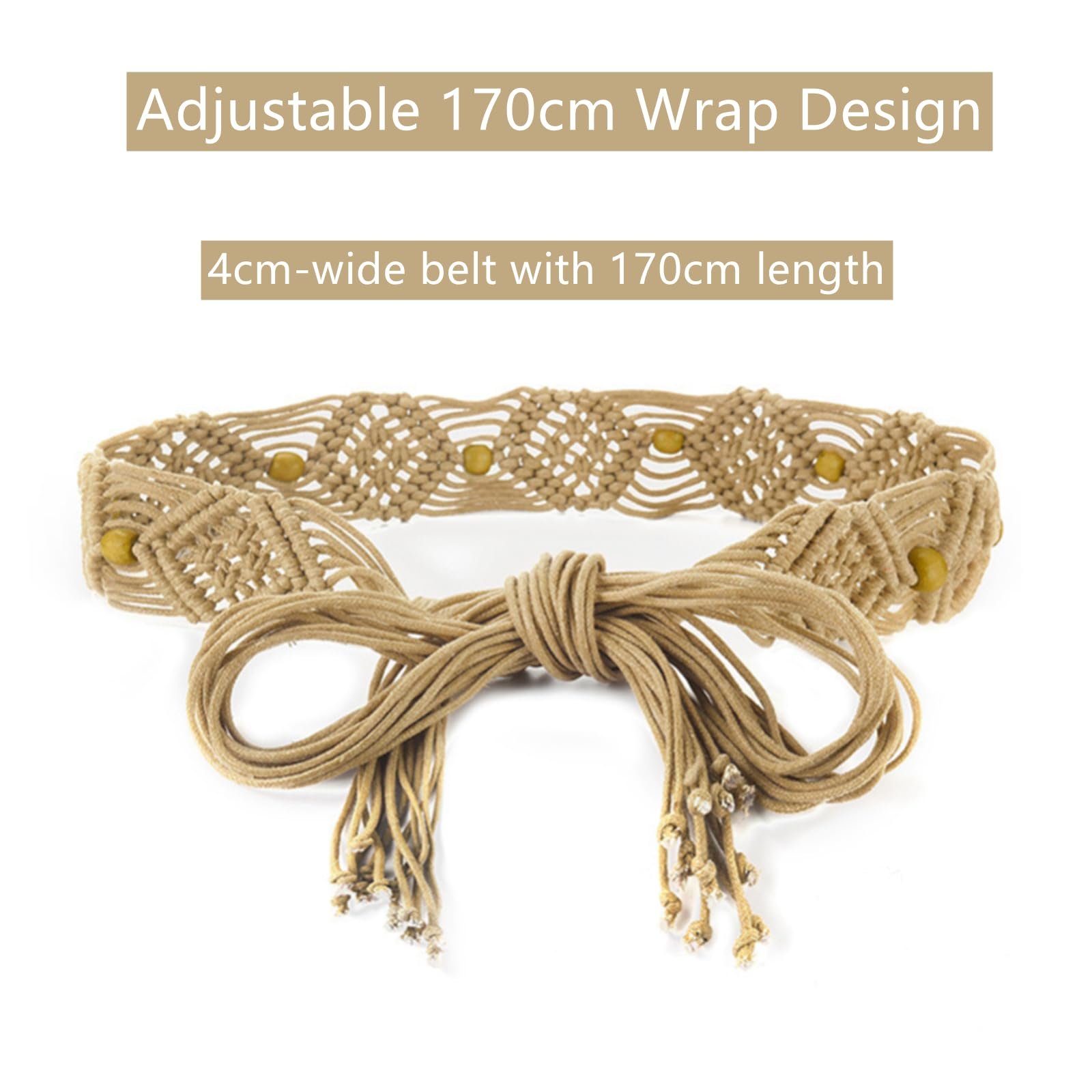 Women's Bohemian Woven Braid Waist Belt - Adjustable Accessory for Dresses, Skirts & Casual Outfits - Image 2